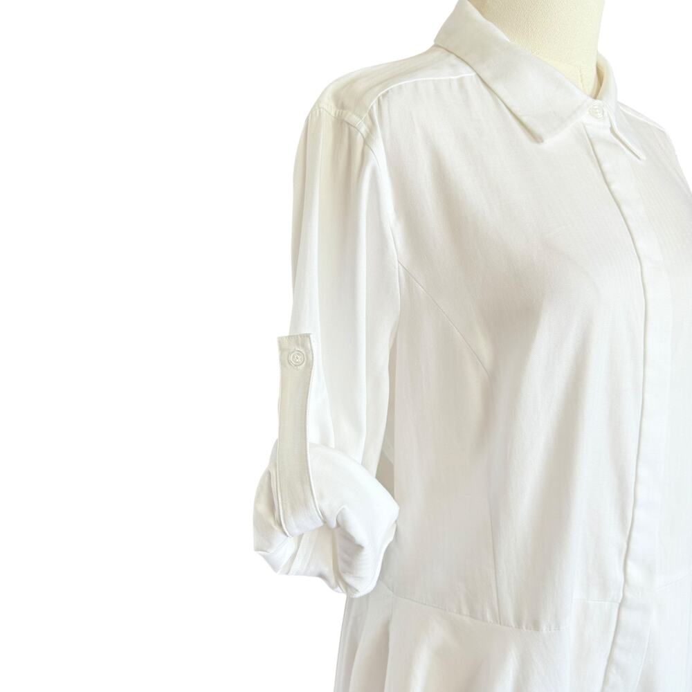 BcbgMaxazria Beatryce White Asymmetrical White Dress Size L 100% Cotton - Picture 9 of 16